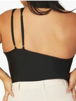 WeWoreWhat Going Out Asymmetrical Black Bodysuit