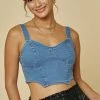 Blue Blush Tops Petra Denim Crop Top 2 Blue Blush Tops Petra Denim Crop Top