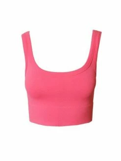Nikibiki Lena Chevron Ribbed Bubble Gum Crop Top Tops