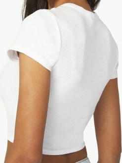 WeWoreWhat Cropped White Baby Tee Waffle Knit Tops