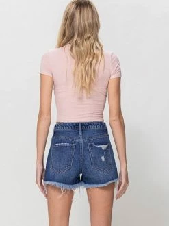 Vervet Bottoms Blake Destroyed Hem Boyfriend Denim Short