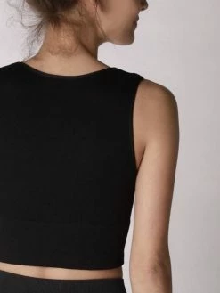 Nikibiki Aria Black Deep V-Neck Crop Top Tops