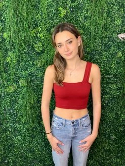 Nikibiki Tobi Rio Red Square Neck Crop Top