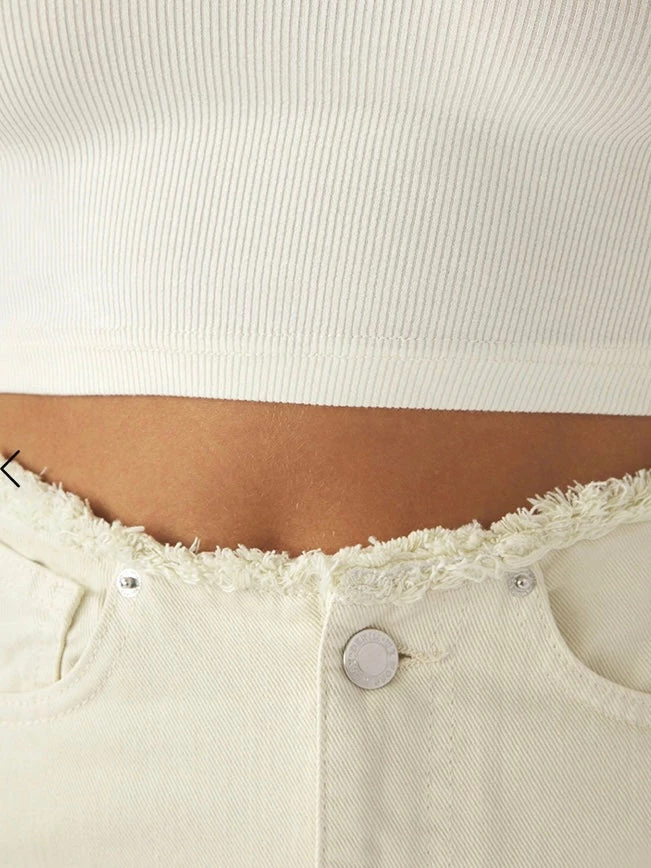 WeWoreWhat Bottoms Frayed Off White Denim Jean 5 WeWoreWhat Bottoms Frayed Off White Denim Jean