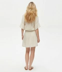 Michael Stars Katelyn Gauze Ecru Ruffle Sleeve Dress 8 Michael Stars Katelyn Gauze Ecru Ruffle Sleeve Dress