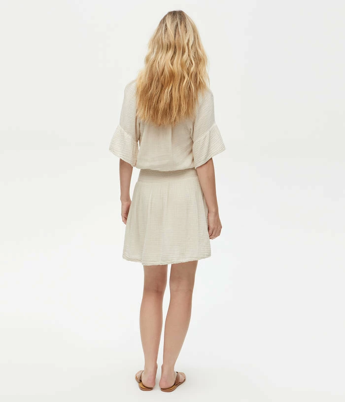 Michael Stars Katelyn Gauze Ecru Ruffle Sleeve Dress 5 Michael Stars Katelyn Gauze Ecru Ruffle Sleeve Dress