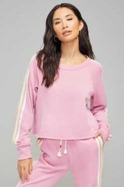 Wildfox Homestead Stripes World Tour Crop Sweatshirt Tops