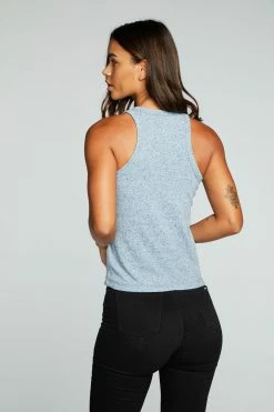 CHASER Tops Linen Jersey High Neck Racer Tank 7 CHASER Tops Linen Jersey High Neck Racer Tank