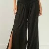 Elan Black Smocked Waist Wide Leg Pant