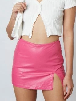 Cotton Candy Bottoms Jolene Vegan Leather Fuchsia Skort