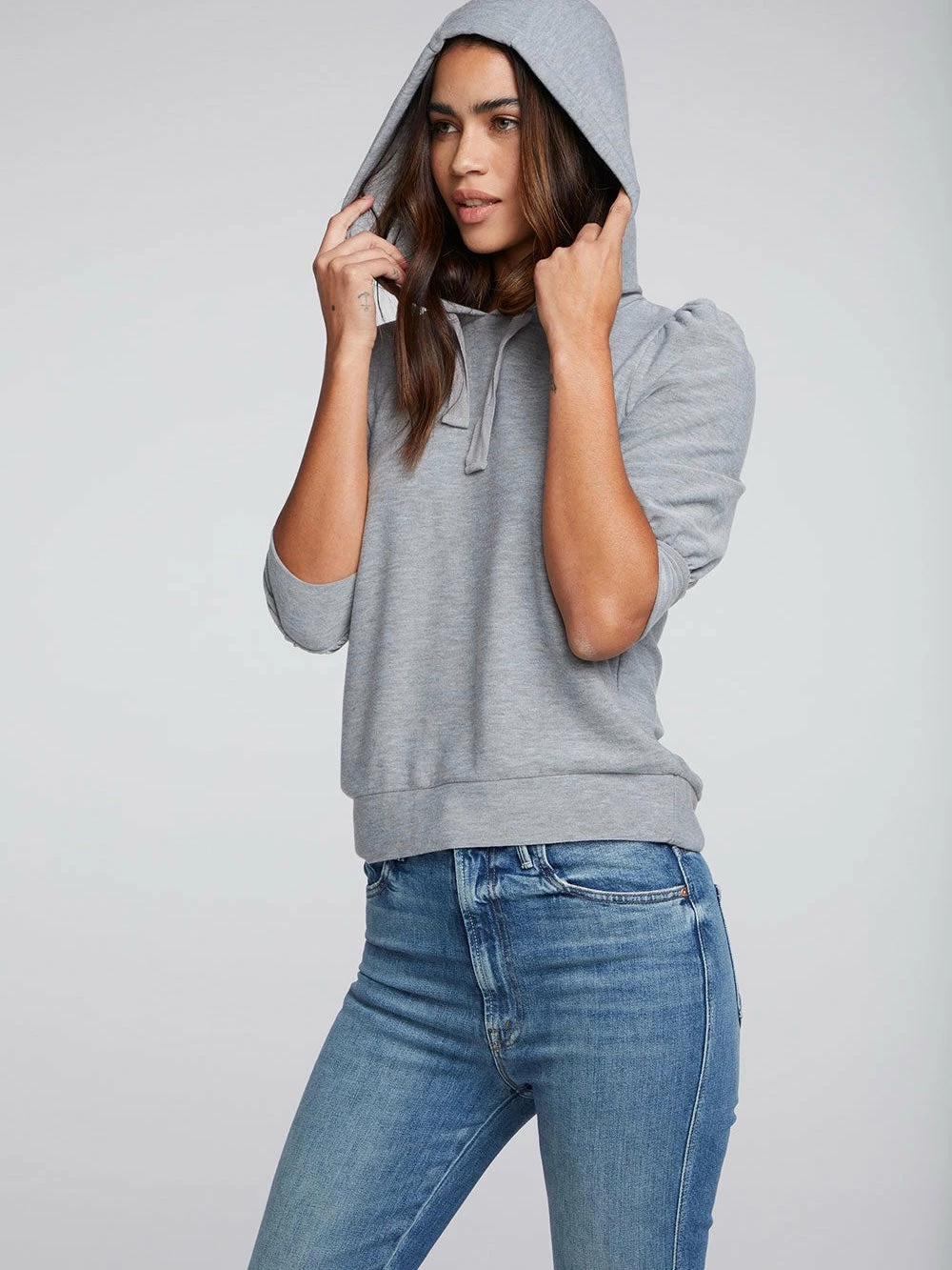 CHASER Rpet Cozy Knit Grey Hoodie Tops 4 CHASER Rpet Cozy Knit Grey Hoodie Tops