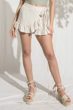 ILLA ILLA Myka Off White Linen Mini Skort Bottoms 13 ILLA ILLA Myka Off White Linen Mini Skort Bottoms