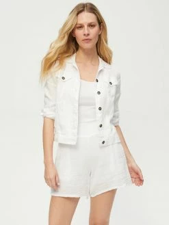 Michael Stars Linen White Jean Jacket
