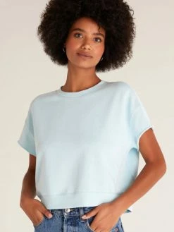 ZSupply Tops Adah Turquoise Fleece Top