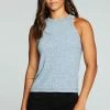 CHASER Tops Linen Jersey High Neck Racer Tank 2 CHASER Tops Linen Jersey High Neck Racer Tank