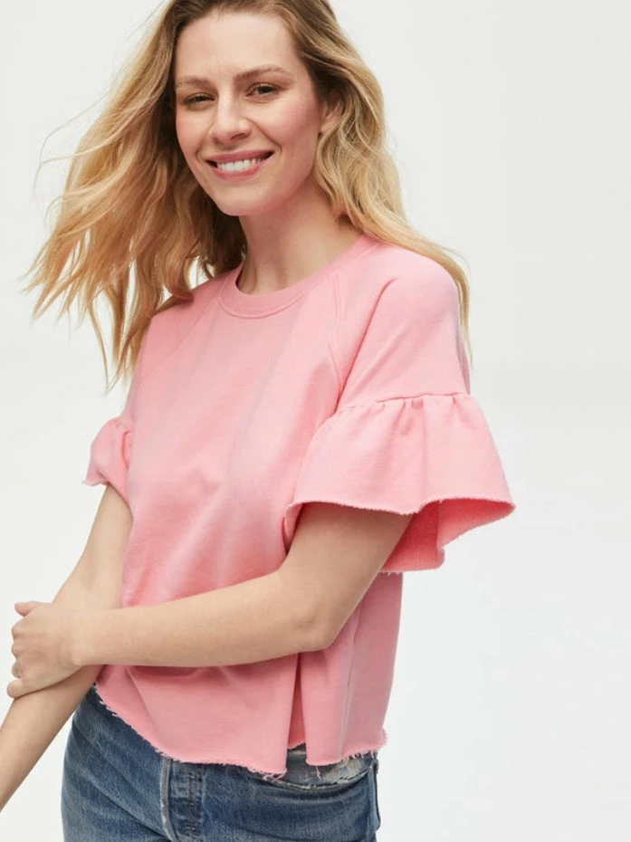 Michael Stars Ava Pink Flutter Sleeve Top Tops 3 Michael Stars Ava Pink Flutter Sleeve Top Tops