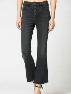 Hidden Jeans Happi HR Black Button Basic Crop Flare Jean