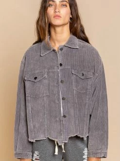 POL Clothing Bastina Deep Charcoal Jacket