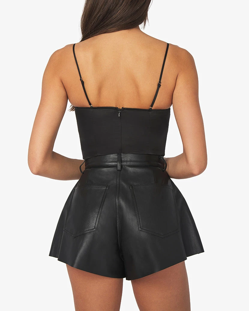 WeWoreWhat Bottoms Black Vegan Leather Flare Bell Short 8 WeWoreWhat Bottoms Black Vegan Leather Flare Bell Short