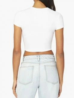 WeWoreWhat Cropped White Baby Tee Waffle Knit Tops