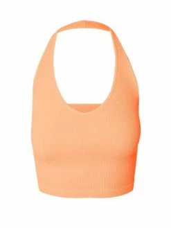Nikibiki Tops Kami Ribbed Halter Cantaloupe Crop Top