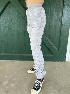 C Jes Anessa Grey Ruched Pant Bottoms