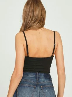 Vintage Havana Double Twist Front Black Tank Top Tops