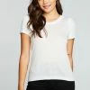 CHASER Tops Bella Jersey White Shirred Puff Sleeve Easy Tee