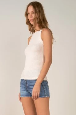 Elan Wide Rib Cream Racer Tank