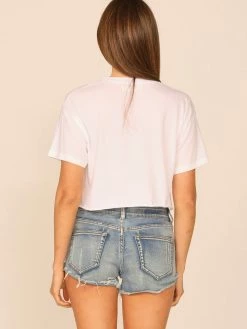 Vintage Havana Garment Dye White Boxy Crop Top