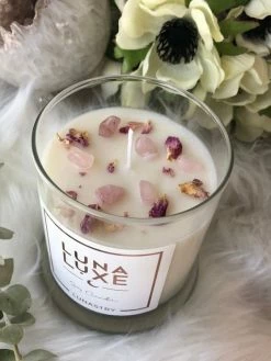 Lunastry Rose Quartz Luxe Crystal Candle ACCESSORIES