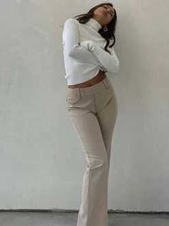 Et Clet Bottoms Maxine Beige Flare Pant