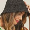 Fame Accessories Hats & Beanies Handmade Black Crochet Straw Bucket Hat 1 Fame Accessories Hats & Beanies Handmade Black Crochet Straw Bucket Hat