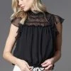 Lola & Sophie Smocked Black Chiffon Top Tops