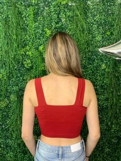 Nikibiki Tobi Rio Red Square Neck Crop Top