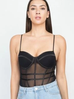 Iris Valentina Black Mesh Bodysuit