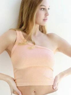 Nikibiki Junie One Shoulder Vintage Apricot Tops
