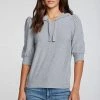 CHASER Rpet Cozy Knit Grey Hoodie Tops