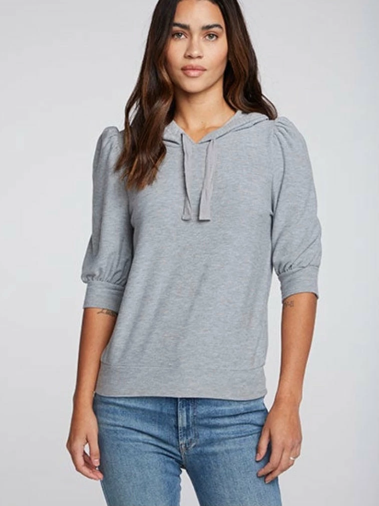 CHASER Rpet Cozy Knit Grey Hoodie Tops 3 CHASER Rpet Cozy Knit Grey Hoodie Tops