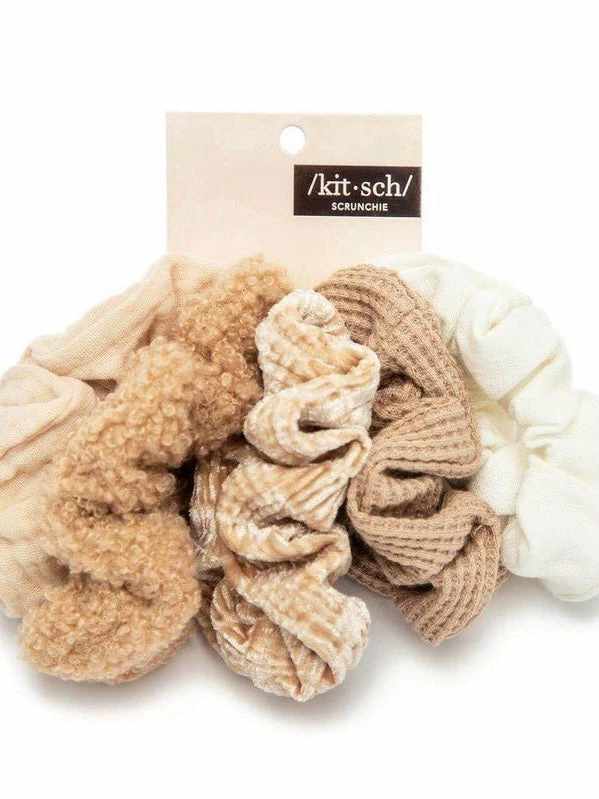 Kitsch Assorted Textured Sand 5-pack Scrunchie 4 Kitsch Assorted Textured Sand 5-pack Scrunchie