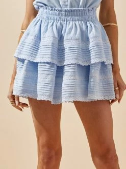 Day + Moon Emaline Light Blue Skort Bottoms