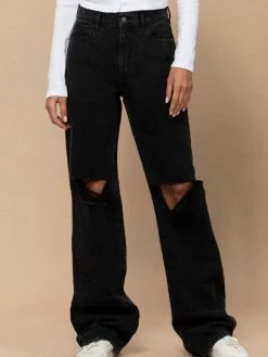 Hidden Jeans Logan High Rise Black Distressed Dad Jean Bottoms