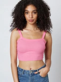 Cotton Candy Bria Hot Pink Crop Tank Tops