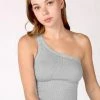 Nikibiki Tops Junie One Shoulder Vintage Cool Grey Crop Top 1 Nikibiki Tops Junie One Shoulder Vintage Cool Grey Crop Top