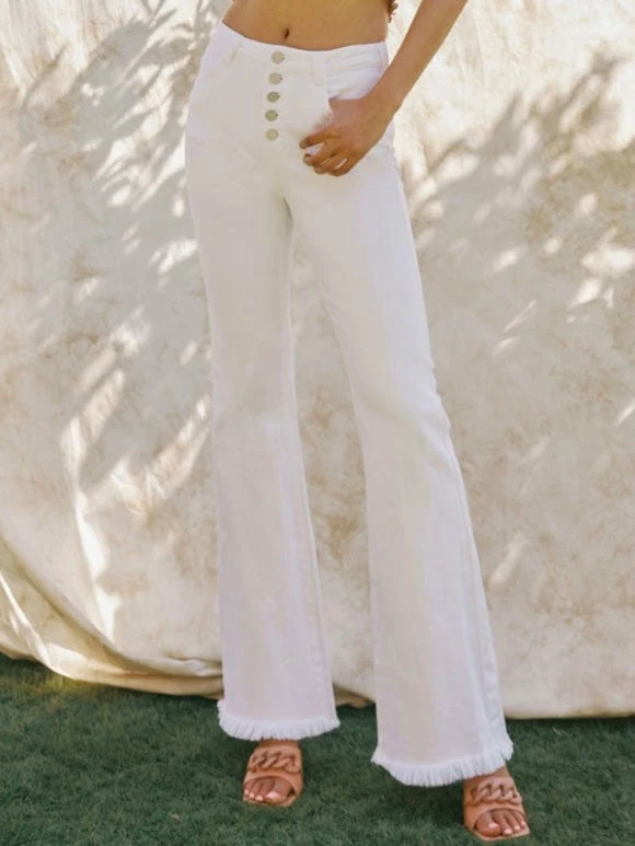 Kancan Bobbie HR White Frayed Flare Jean 3 Kancan Bobbie HR White Frayed Flare Jean