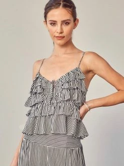 Mustard Seed Lea Black Stripe Tank Top Tops