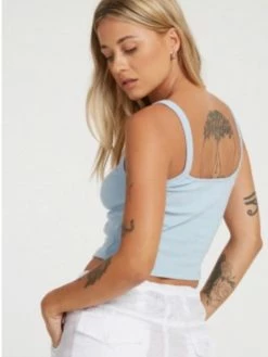 Motel Yusa Powder Blue Top Tops