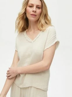 Michael Stars Draya Gauze Ecru Top Tops