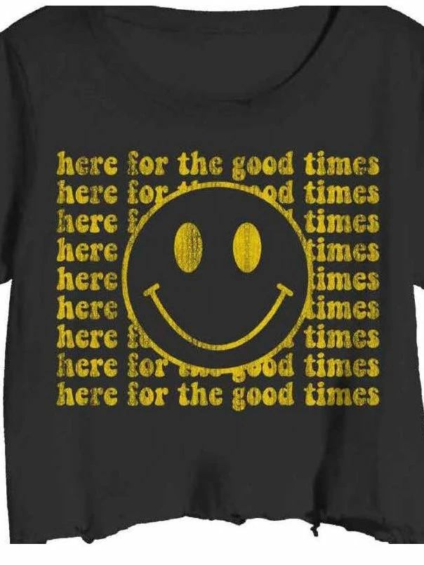 Prince Peter Tops Good Times Smiley Crop Tee 3 Prince Peter Tops Good Times Smiley Crop Tee