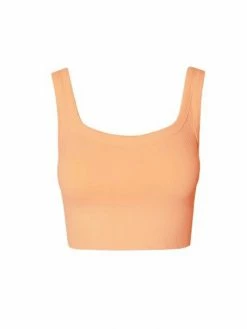 Nikibiki Lena Chevron Ribbed Canteloupe Crop Top Tops